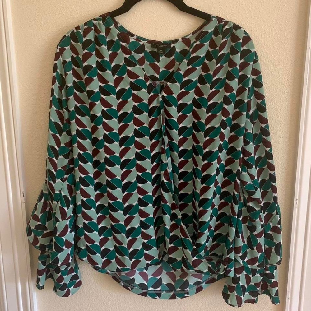 Geometrical Print Green and Brown Top
